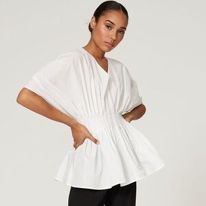 Co Collections White Tucked Waist Blouse
